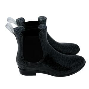 INC International Concepts Raelynn Black Gray Leopard Rain Boots Size 7M